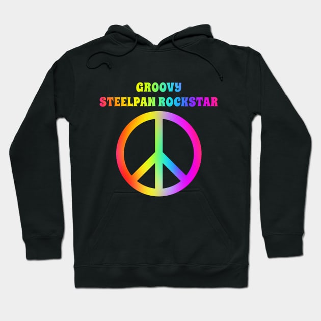 Groovy Steelpan Player Peace Halloween Party Retro Vintage Hoodie by coloringiship